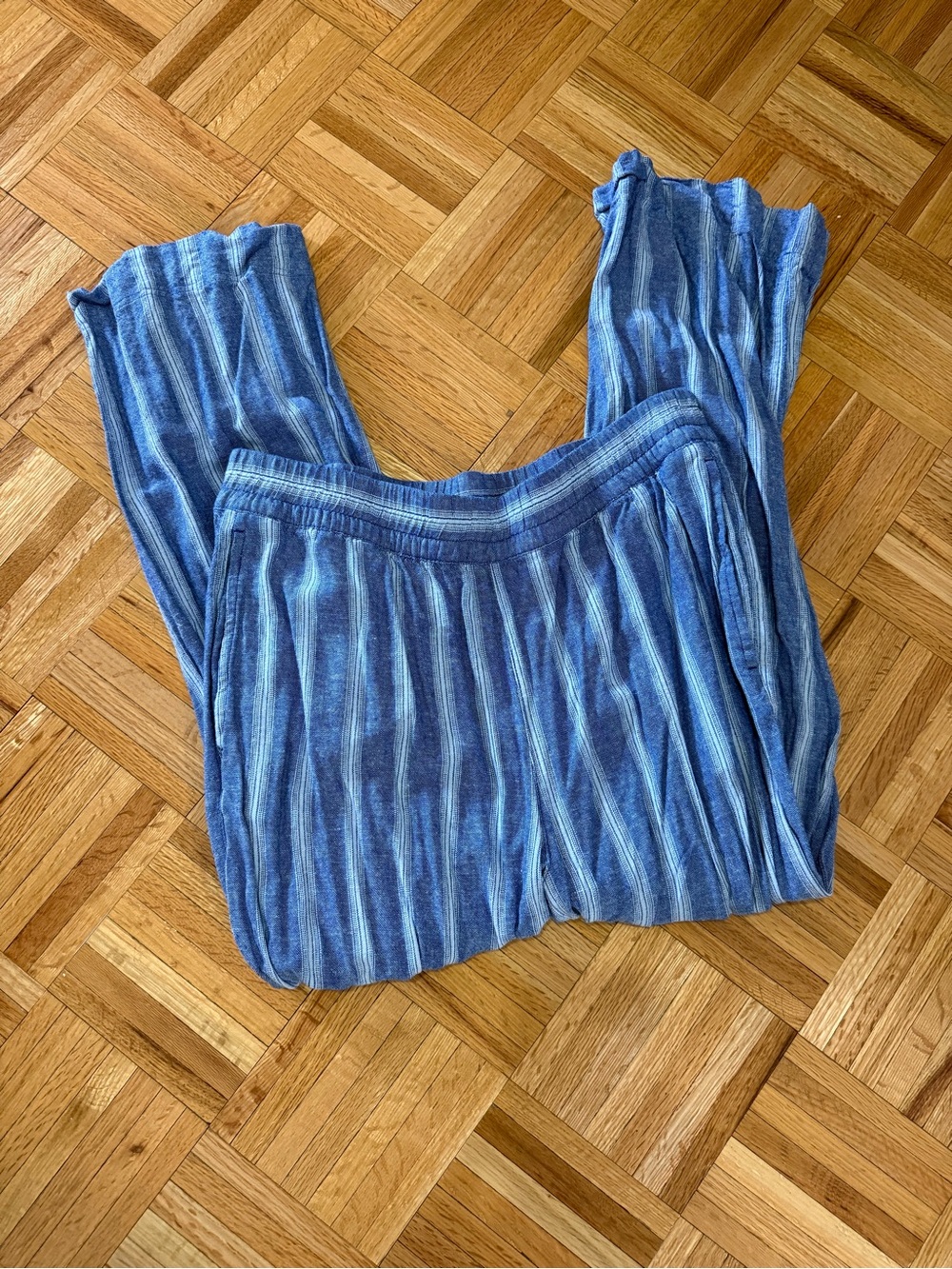 Old Navy Blue Striped Linen Pants